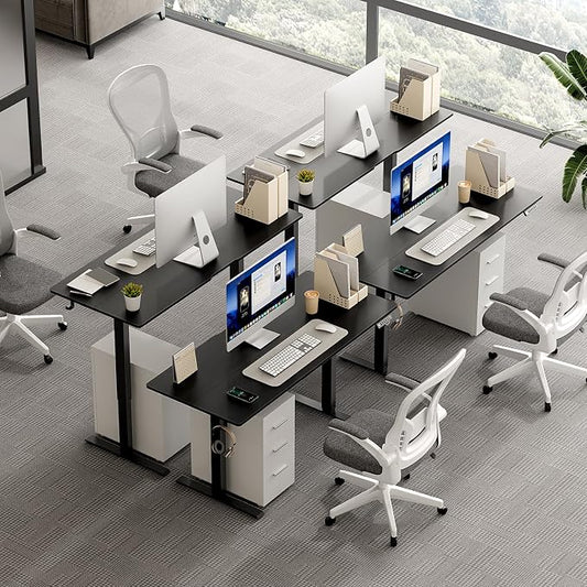 55x24 in Electric Standing Desk,Adjustable Height with Wheels,Black | Spliced Desktop,27.9"–46.8" Height Range,4 Memory Presets,Lockable Wheels,Headphone Hook,Sit Stand Desk,Home Office