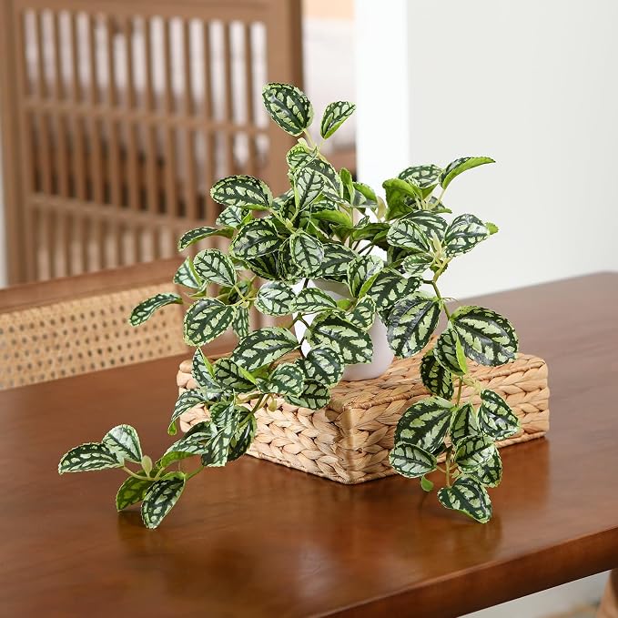 SOGUYI Fake Plants,15 Inch Artificial Plants for Indoor Outdoor Decor,Realistic Faux Hanging Plants in Pot for Home Office,1 Pack