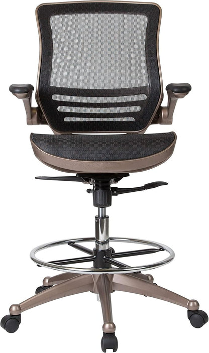 Flash Furniture Waylon Mid-Back Swivel Office Chair with Adjustable Foot Ring and Seat Height, Ergonomic Mesh Chair with Armrests, Black/Gold