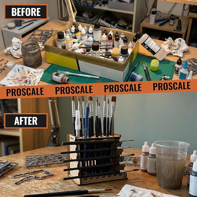 PROSCALE 2x Brush Holder & Tool Organizer for Hobby, Miniatures & Art, Tabletop Paint Station Accessory for Brushes, Hobby Tools and Small Accessories, Clean Desk + Fast Access