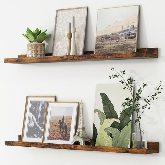 FLYJOE Picture Ledge Shelf, Floating Shelves Set of 2, 36 Inches Long Large Nursery Book Shelves for Toys Storage, Kids Bookshelf Wall Mounted for Living Room Bedroom Decor Books Photo Frames