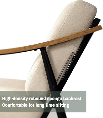 RNKSFX Modern Accent Chairs Set of 2 for Living Room Bedroom Mid Century Arm Chairs Upholstered Office Accent Chairs Comfy Waiting Room Chairs with Metal Frame, Beige