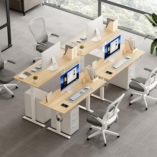 55x24 in Electric Standing Desk,Adjustable Height with Wheels,Oak | Spliced Desktop,27.9"–46.8" Height Range,4 Memory Presets,Lockable Wheels,Headphone Hook,Sit Stand Desk,Home Office