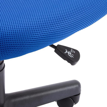 Amazon Basics Low Back Office Chair, Breathable Mesh, Height Adjustable, Padded Seat, Rolling Wheels, Swivel, Blue, 21.25" D x 22.5" W x 38" H