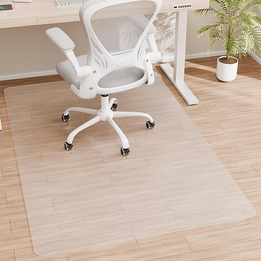 Office Chair Mat, 46" x 60" Crystal Clear Hard Floor Chair Mat, Transparent Floor Protector Mat for Hardwood Floor Flat Without Curling