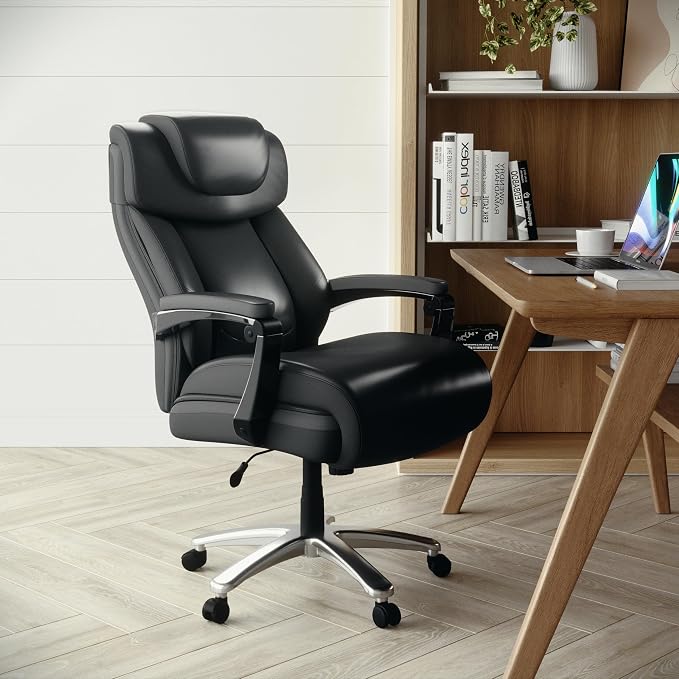Flash Furniture Hercules Series High-Back Swivel LeatherSoft Office Chair, Ergonomic Executive Chair with Headrest and Adjustable Height, Black