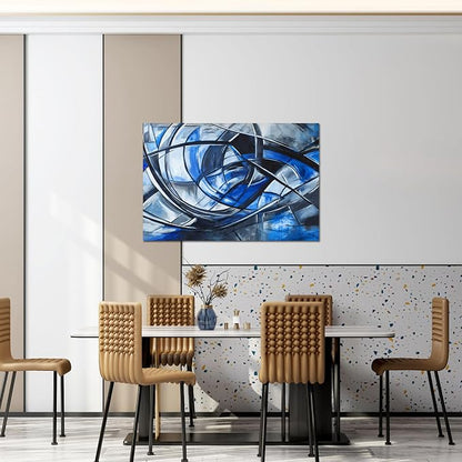 Abstract Wall Art Decor Modern Wall Art Pictures for Living Room Canvas Art Wall Decor Abstract Blue Wall Art Prints Artwork for Walls Black and White Wall Art Decorations Home Office Decor 24" X 36"