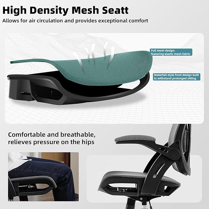 Ergonomic Office Chair, Comfy Computer Desk Chair with Adjustable Lumbar Support,Tilt Function, Comfy Wide Seat, Swivel Executive Computer Desk Chairs for Company and Home