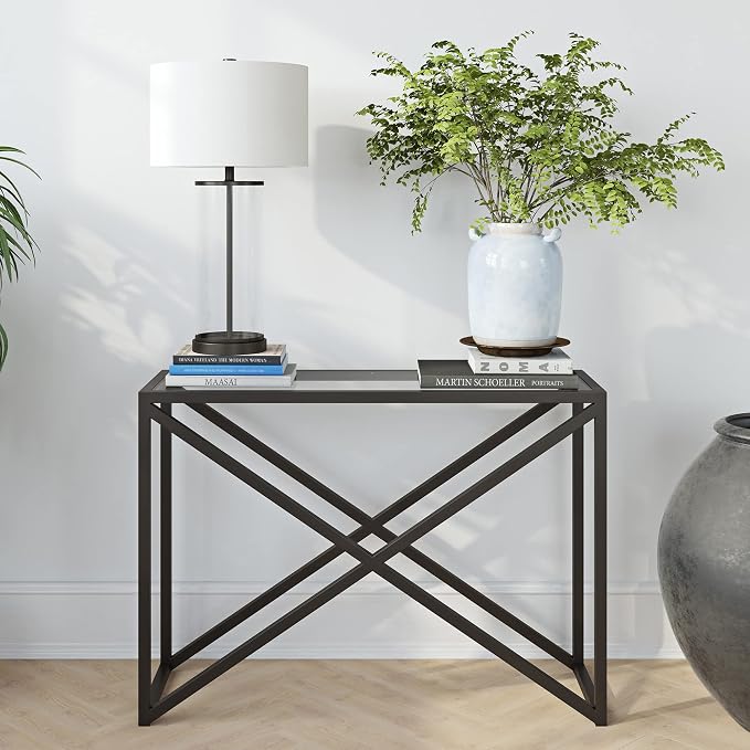 Calix 42'' Wide Rectangular Console Table in Blackened Bronze