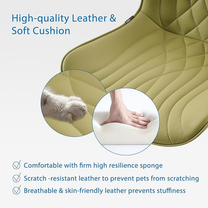 YOUNIKE Office Chair, Armless Desk Chair with Wheels, Home Office Computer Task Chairs, Modern Faux Leather Padded Vanity Chair, Adjustable Swivel Rolling Chairs with Back, Avocado Green