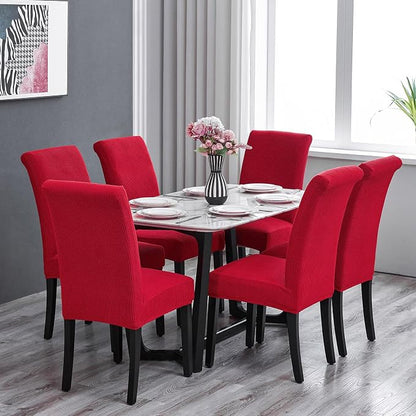 Stretch Chair Covers for Dining Room Set of 2, Removable Washable Dining Room Chair Covers, Dining Chair Slipcovers Seat Protector, Great for Home Decor and Banquet (Ruby, 6 Pack)