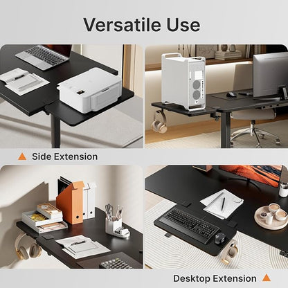 PEGZONE Desk Extender Tray, 24" x 12", with Laptop Holder, Medium, Black | Desk Extension, Clamp on Desk Shelf, Clamp On Keyboard Tray for Office and Home, Workstation Organizer