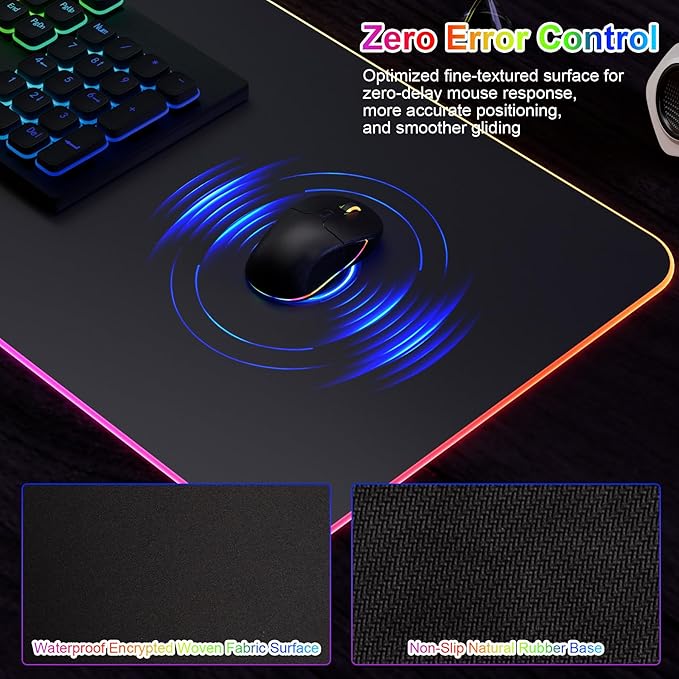 HAUTOCO Wireless Charging Mouse Pad 15W RGB Gaming Mousepad Waterproof Desk Mat with Phone Holder 35.4''x11.8'' Extra Large Desk Pad Non-Slip Base Computer Keyboard Mat for PC Laptop, Black
