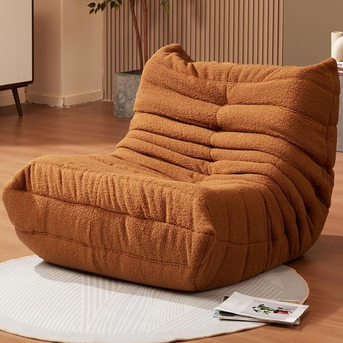Hobestluk Adults Bean Bag Chair Faux Fur BeanBag Couch for Living Room | Brown Teddy,Ergonomic Design,Memory Foam,UltraSoft,Anti-slip Bottom,No Assembly Required,Decorative Style for Living Room