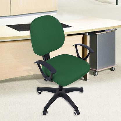 Smiry Stretch Jacquard Office Computer Chair Covers, Removable Washable Universal Desk Rotating Chair Slipcovers Protector, Seat + Backrest Cover, Emerald Green
