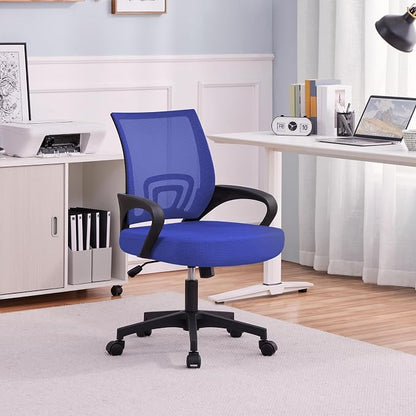 Topeakmart Executive Desk Chair Ergonomic Mesh Back Office Chair Adjustable Work Chair with Lumbar Support and Swivel Rolling Wheels for Home Office Study, Blue