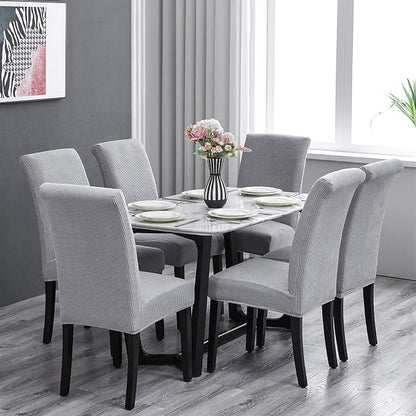 Stretch Chair Covers for Dining Room Set of 8, Removable Washable Dining Room Chair Covers, Dining Chair Slipcovers Seat Protector, Great Decor for Home and Banquet (Silver, 8 Pack)