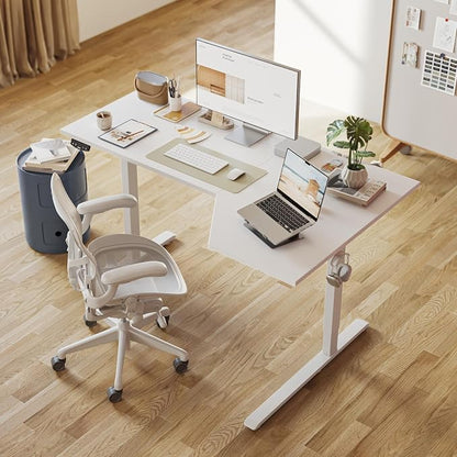 Agilestic Electric Standing Desk, Height Adjustable Desk, 63 x 35 Inch Sit Stand up for Work Office Home, L Shaped Ergonomic Rising Computer Table with Memory Preset, White