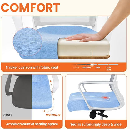 NEO CHAIR Office Chair Gaming Desk Computer Chair Ergonomic Mesh Mid Back with Wheels Lumbar Support Comfy Swivel Adjustable for Home (Sky Blue)
