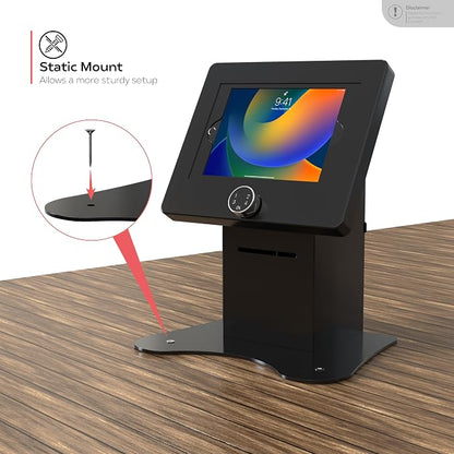 Anti-Theft Tablet Desk Stand – CTA Secured POS Kiosk with Password Lock & Printer Shelf for iPad 11 (A16) - Pro 11-inch M4 - Air 11-inch M3- iPad 10th Gen - Galaxy Tab & More Tablets