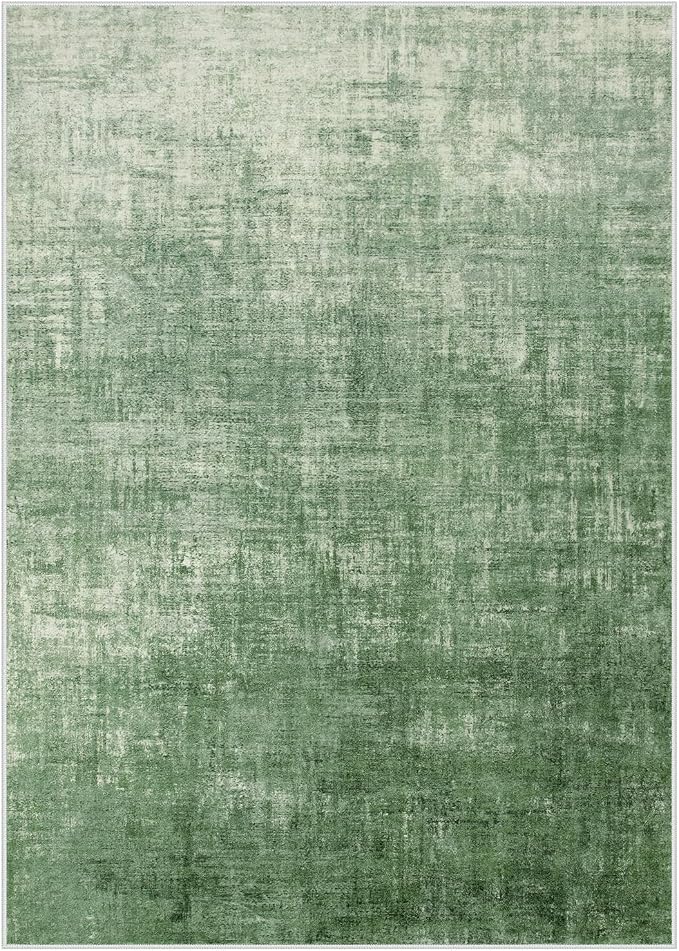 Lahome Green 5x7 Area Rugs,Boho Washable Living Room Rug Soft Bedroom Rug, Modern Abstract Ombre Non-Slip Low-Pile Throw Carpet for Dining Room Office Entryway(5'x7',Green)