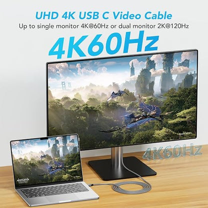 ULT-WIIQ 1FT USB C to USB C 3.2 Gen 2 x 2 Video Cable for Portable Monitor, 4K@144/120/60Hz 8K Display Cable, 20Gbps Data Transfer, PD 3.1 240W Fast Charging, for iPhone 17, MacBook, SSD, CarPlay