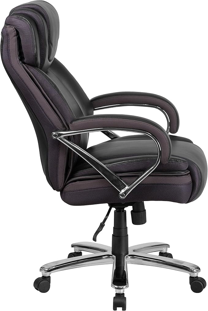 Flash Furniture HERCULES Series Big & Tall 500 lb. Rated Black LeatherSoft Executive Swivel Ergonomic Office Chair with Extra Wide Seat