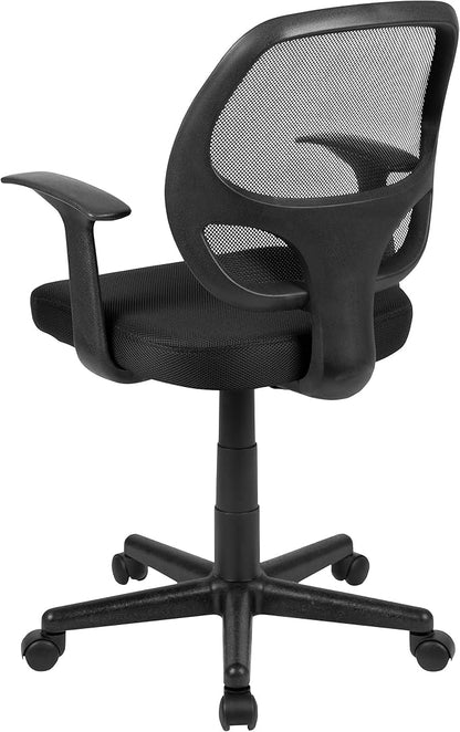 Flash Furniture Flash Fundamentals Mid-Back Black Mesh Swivel Ergonomic Task Office Chair with Arms