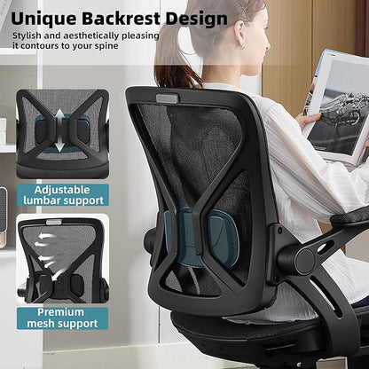 Ergonomic Office Chair, Comfy Computer Desk Chair with Adjustable Lumbar Support,Tilt Function, Comfy Wide Seat, Swivel Executive Computer Desk Chairs for Company and Home