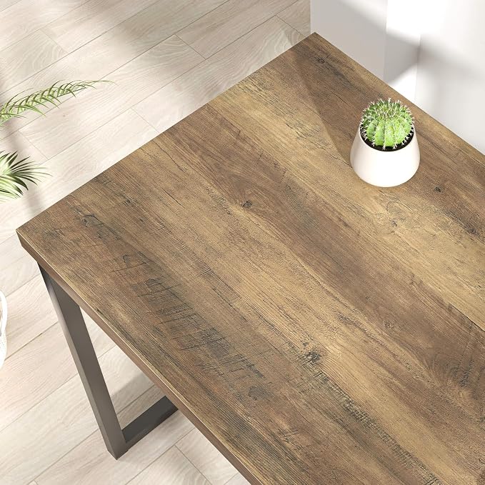 FOLUBAN Modern Home Office Desk, Rustic Wood and Metal Computer Desks, Industrial Study Writing Gaming Table Workstation, Vintage Laptop PC Desk, Oak 53 Inch