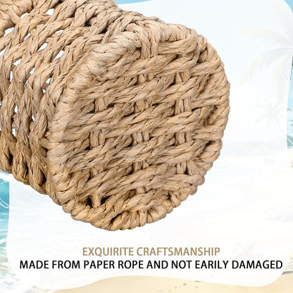 Dunzoom Coastal Theme Paper Rope Pencil Holder Decorative Scalloped Woven Pen Holder Desk Organizer Pen Container Box for Office Home Desktop Kitchen