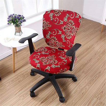 Jinzio Computer Office Chair Cover - Split Protective & Stretchable Cloth Polyester Universal Desk Task Chair Chair Covers Stretch Rotating Chair Slipcover (Red)