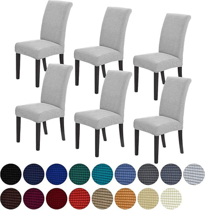 Stretch Chair Covers for Dining Room Set of 6, Removable Washable Dining Room Chair Covers, Dining Chair Slipcovers Seat Protector, Great Decor for Home and Banquet (Sliver, 6 Pack)