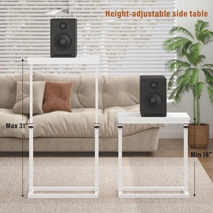 TUTOTAK End Table, Side Table, Tall Couch Table, Sofa Table, Living Room, Bedroom，White TB01BW083P