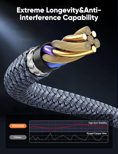 Highwings 8K 2.1 HDMI Cable 3.3FT/1M 2-Pack, 48Gbps High Speed HDMI Braided Nylon Cord-4K120 144Hz 8K60Hz RTX 3090 eARC HDR10 4:4:4 HDCP 2.2&2.3 QMS VRR,Compatible for Laptop,Monitor,Roku TV,HDTV