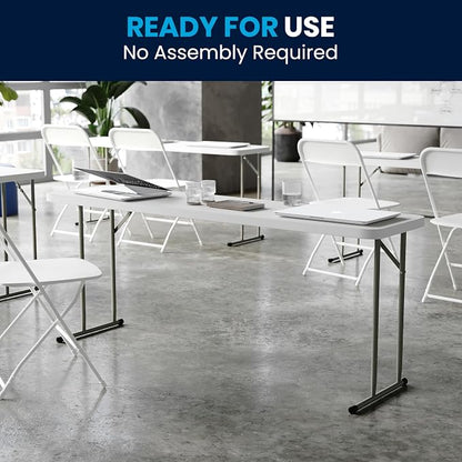 Flash Furniture Kathryn 10 Pack 6-Foot Rectangle Granite White Plastic Folding Training/Seminar Table