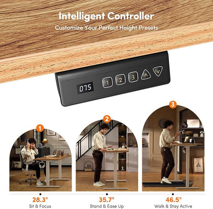 FEZIBO 40 x 24 Inchs Electric Standing Desk, Height Adjustable, Sit Stand Up, Computer Office Desk with Splice Board, White Frame/Light Rustic Top
