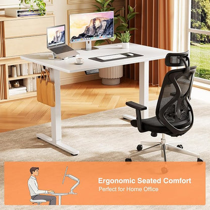 Sweetcrispy Electric Standing Desk Height Adjustable, 40 Inch Sit Stand Up Desk, Home Office Rising Gaming Table Computer Workstation with Memory Preset Splice Board,White