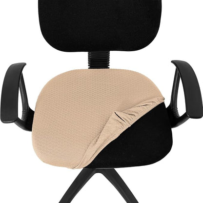Smiry Stretch Jacquard Office Computer Chair Seat Covers, Removable Washable Anti-dust Desk Chair Seat Cushion Protectors - Khaki