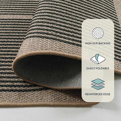 Lahome Enfys Modern Rainbow Easy Jute Carpet, 8x10 Living Room Rugs Indoor Outdoor Patio Dining Room Rug, Contemporary Farmhouse Non Slip Non Shedding Carpet for Deck Backyard