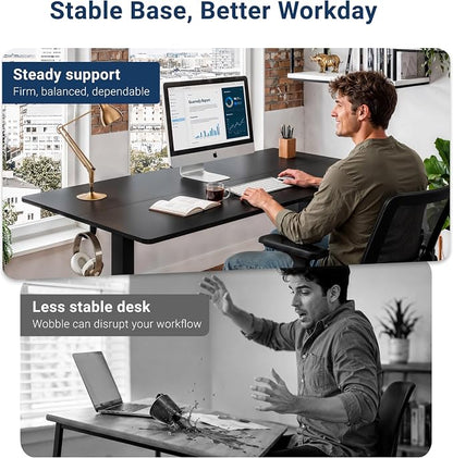 Techni Mobili 48” W Electric Standing Desk, Height Adjustable Sit-to-Stand Desk with 3 Memory Presets and Dual Accessory Hooks, Computer Workstation for Home or Office (Black)