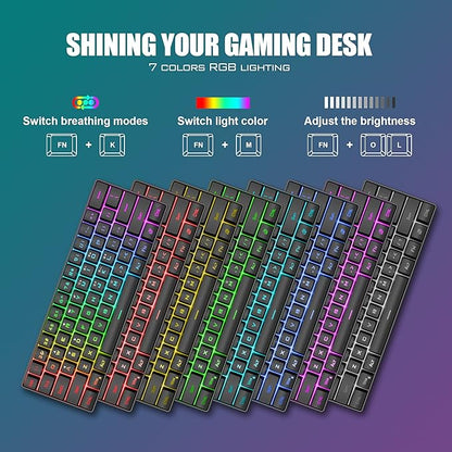 RedThunder 60% Gaming Keyboard and Mouse Combo, Ultra-Compact 61 Keys RGB Backlit Mini Keyboard, Lightweight 7200 DPI Honeycomb Optical, Wired Gaming Set for PC MAC PS5 Xbox Gamer(Black)