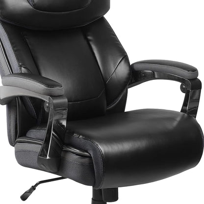 EMMA + OLIVER Hercules Series Big & Tall 500 lb. Rated Black LeatherSoft Executive Swivel Ergonomic Office Chair with Adjustable Headrest