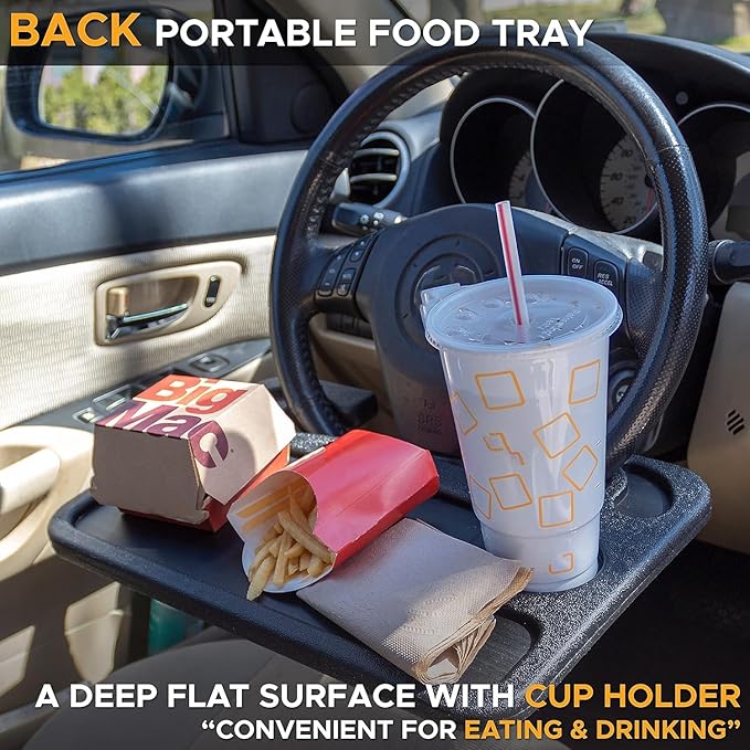 EcoNour Steering Wheel Desk Tray Compatible for Civic Honda 2022-2026 | Car Laptop Mount Tray with Pen Holder | Food & Drink Holder | Multipurpose Travel Car Accessories