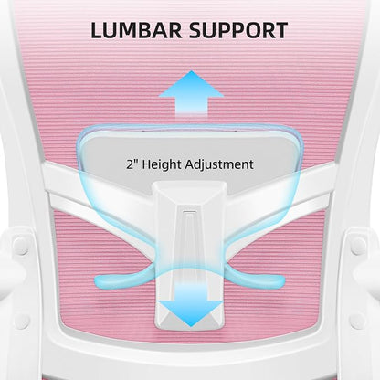 FelixKing Office Chair, Desk Chair with Adjustable Lumbar Support, Ergonomic Computer Chair with High Back and Armrest, Adjustable Height Gaming Chair Home Office Swivel Chair(Pink)
