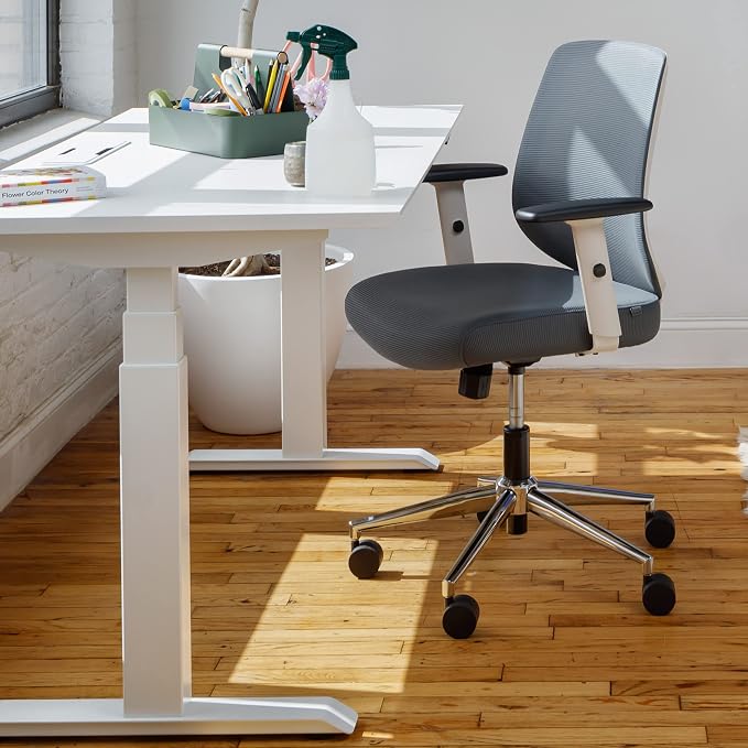 Branch Daily Chair - Computer Office Chair with Swivel, Lumbar Rest, and Adjustable Armrests - Sustainable, Stylish Mesh, & Adjustable Armrests - Comfortable Seating for Improved Posture - Blue
