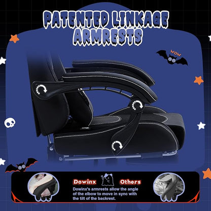 Dowinx Gaming Chair with Cat Ears and Massage Lumbar Support, Ergonomic Computer Chair with Footrest and Headrest, Comfortable Reclining Game Chair 290lbs for Adults, Black