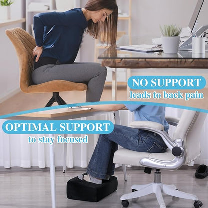 Under Desk Foot Rest, ROYALAY Ergonomic Office Footrest with 3 Adjustable Heights, High-Density Memory Foam Leg Rest for Home, Travel, Airplane with Washable Cover