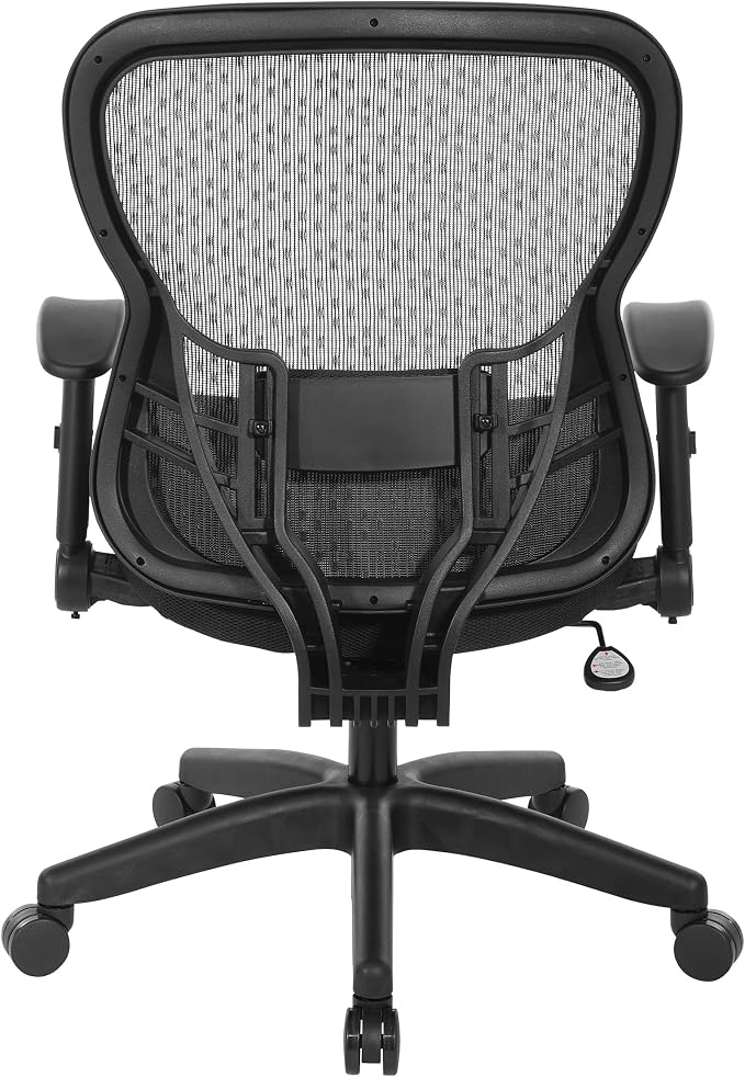 Space Seating 529 Series Deluxe R2 SpaceGrid Mesh Back and Memory Foam Seat, 2-to-1 Synchro Tilt Control, Adjustable Tilt Tension, Lumbar Support and Flip Arms Office Chair, Black