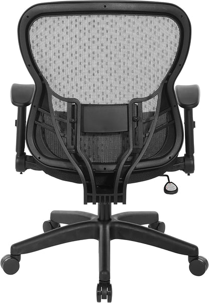 Space Seating 529 Series Deluxe R2 SpaceGrid Mesh Back and Memory Foam Seat, 2-to-1 Synchro Tilt Control, Adjustable Tilt Tension, Lumbar Support and Flip Arms Office Chair, Black